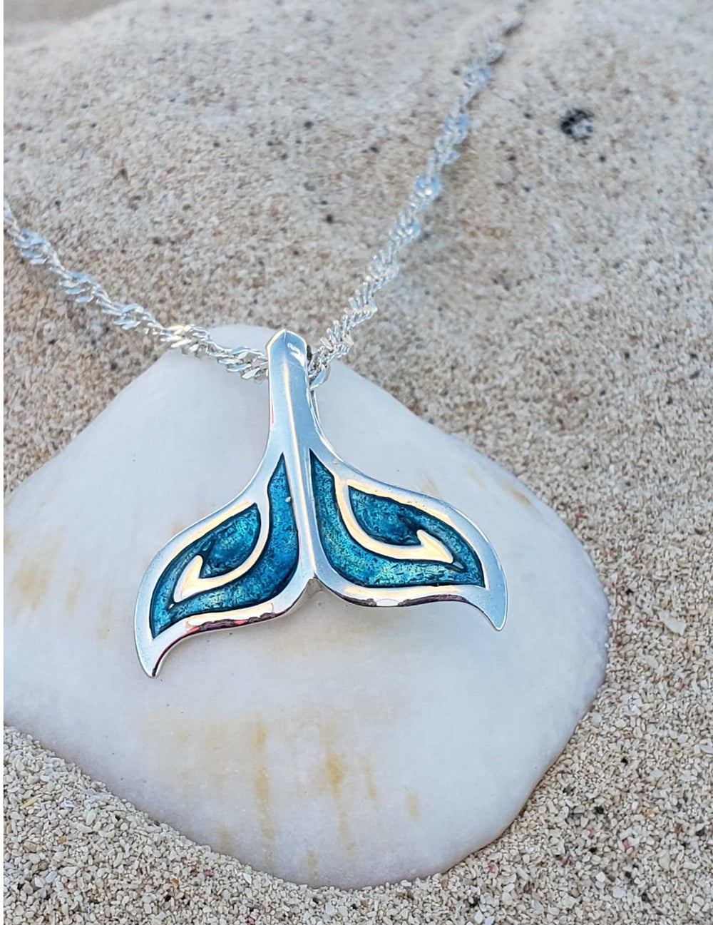 Whale Tail with Enamel Necklace