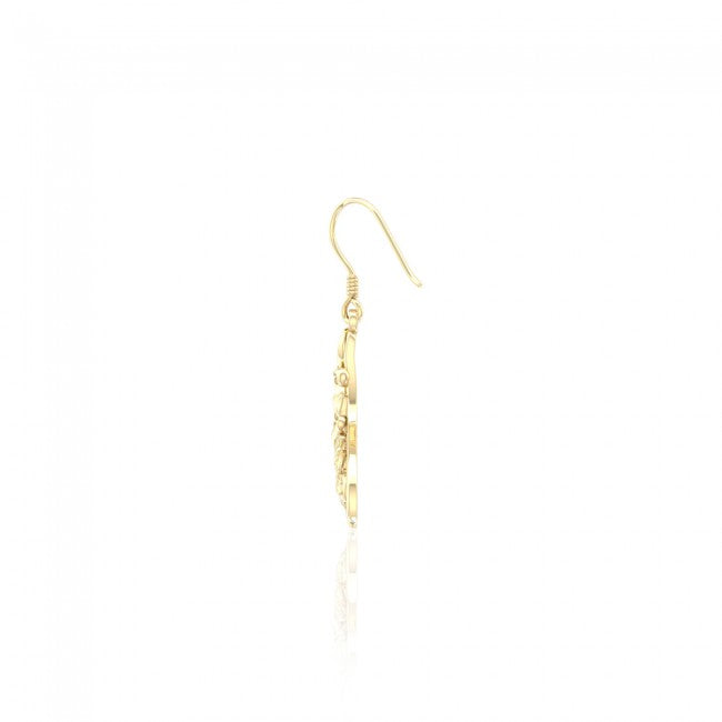 Whale Tail Filigree Hook Earrings in 14k Gold