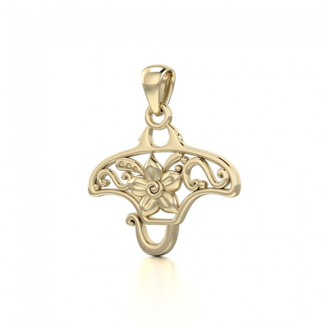 Manta ray Filigree Pendant in 14k Gold