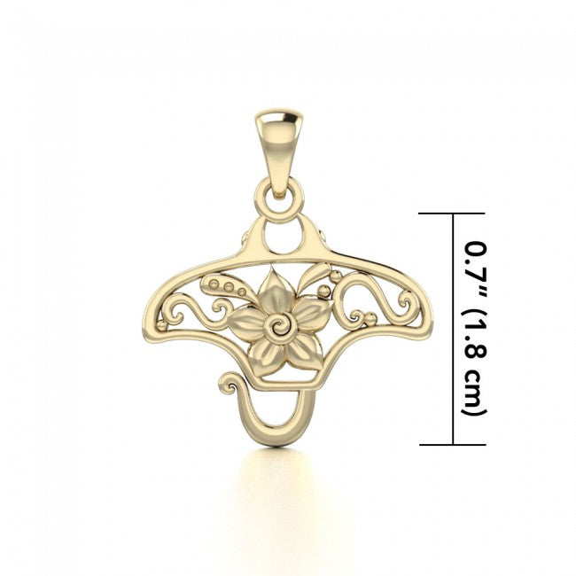 Manta ray Filigree Pendant in 14k Gold