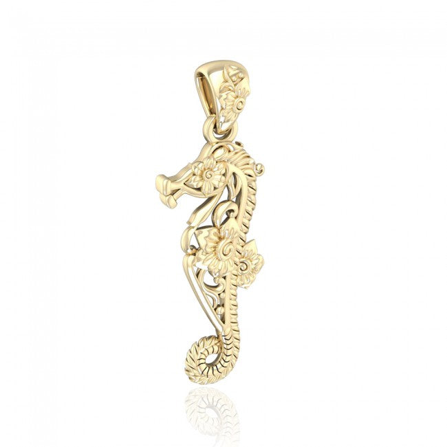 Seahorse Filigree Pendant in 14k Gold