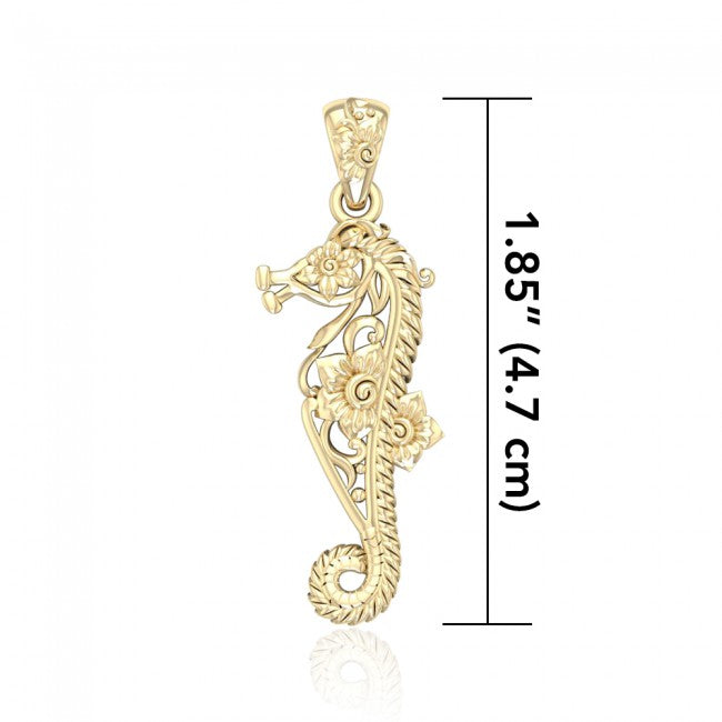 Seahorse Filigree Pendant in 14k Gold