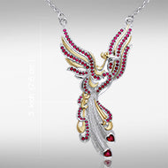 Mythical Phoenix arise! ~ Jewelry Necklace with 14k Gold and Gemstone Accents