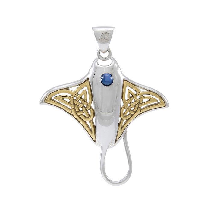 Manta Ray Gold Accent Sterling Silver Necklace