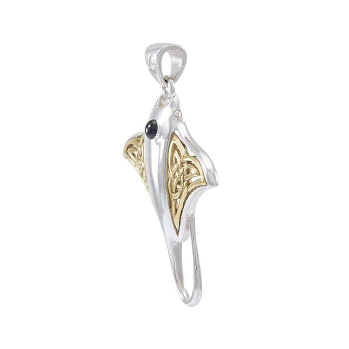 Manta Ray Gold Accent Sterling Silver Necklace