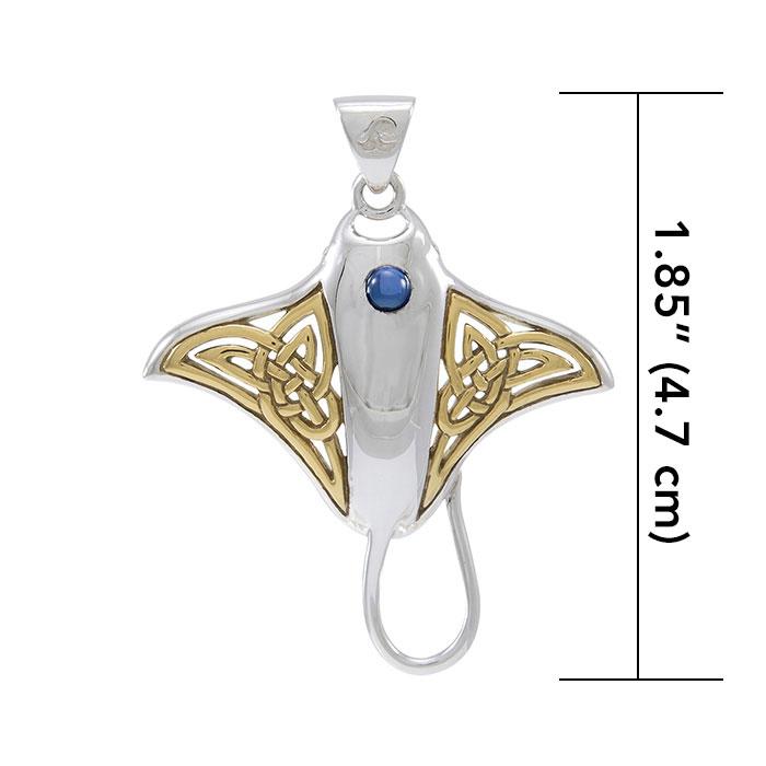 Manta Ray Gold Accent Sterling Silver Necklace