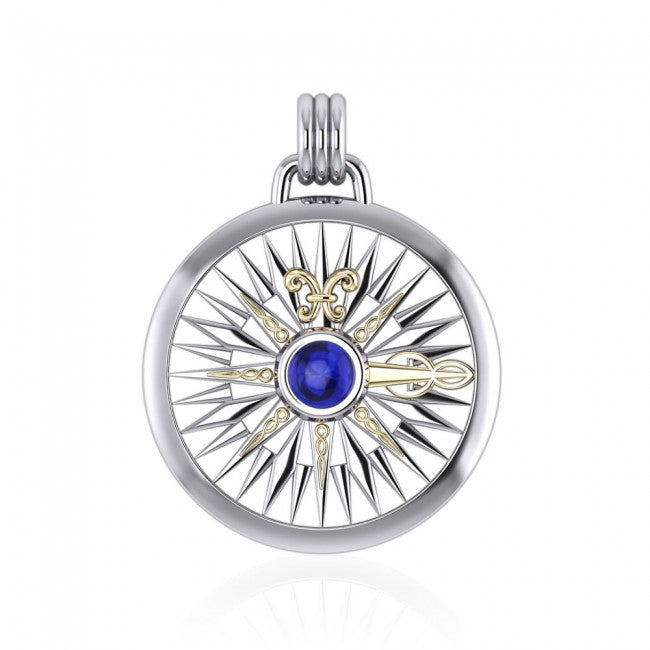 Celtic Fleur de Lis Compass Gemstone Pendant