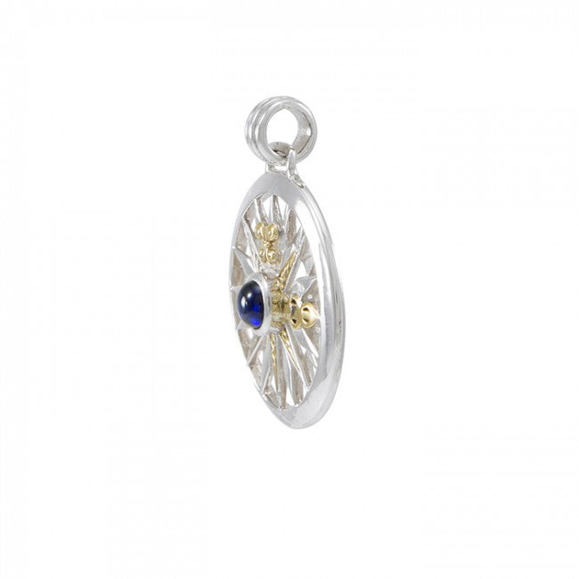 Celtic Fleur de Lis Compass Gemstone Pendant