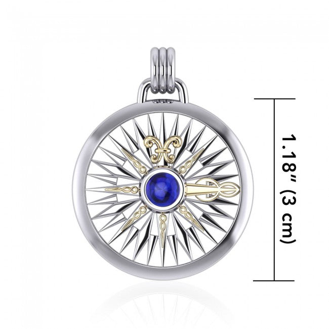 Celtic Fleur de Lis Compass Gemstone Pendant