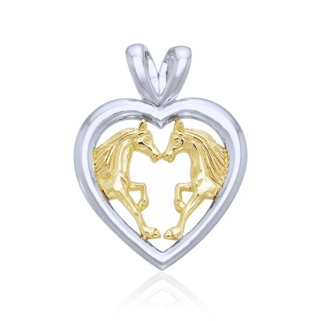 Horses in Love Silver & Gold Pendant