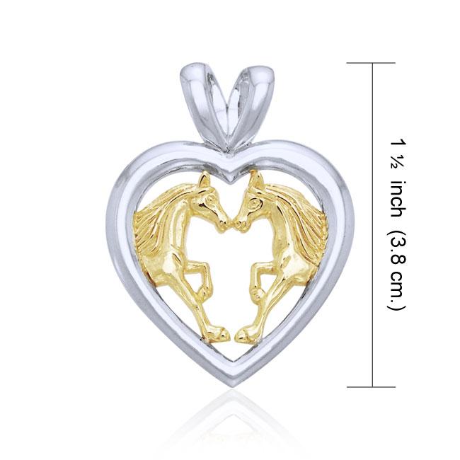 Horses in Love Silver & Gold Pendant