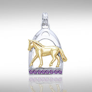 Horse and Stirrup Silver & Gold Pendant