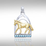 Horse and Stirrup Silver & Gold Pendant