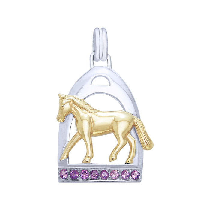 Horse and Stirrup Silver & Gold Pendant MPD1086