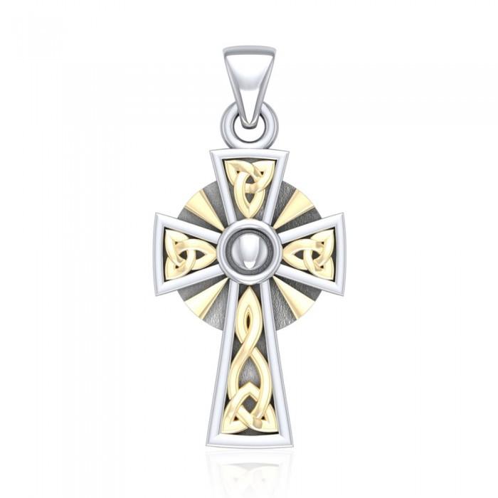 Celtic Cross Silver & Gold Pendant