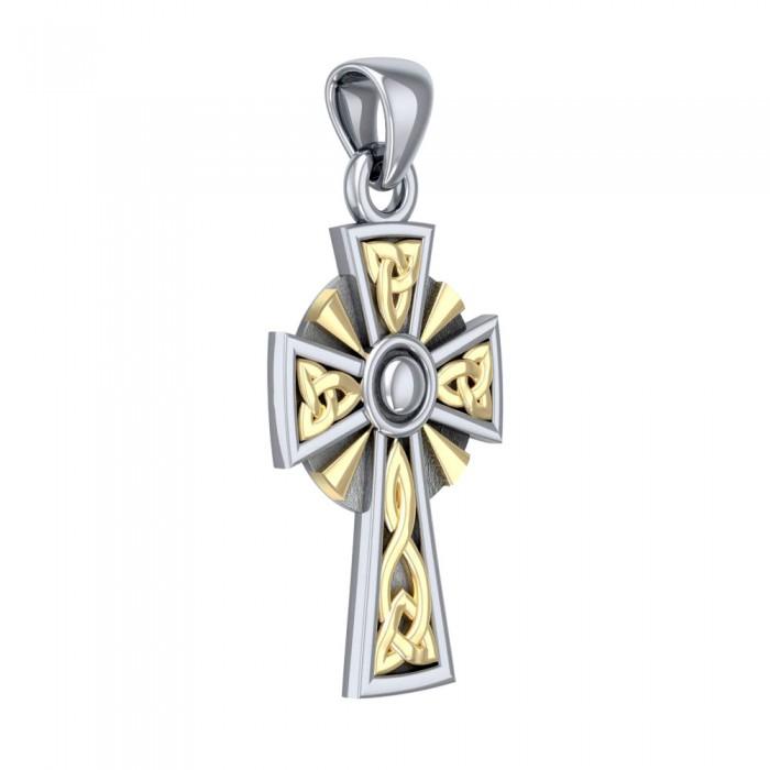 Celtic Cross Silver & Gold Pendant