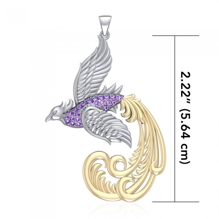 Alighting Phoenix Silver and Gold Pendant MPD2917