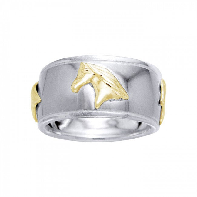 Friesian Horse Silver & Gold Ring