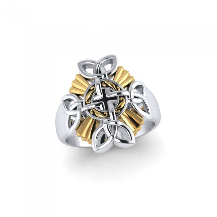 Celtic Cross Silver & Gold Ring MRI661