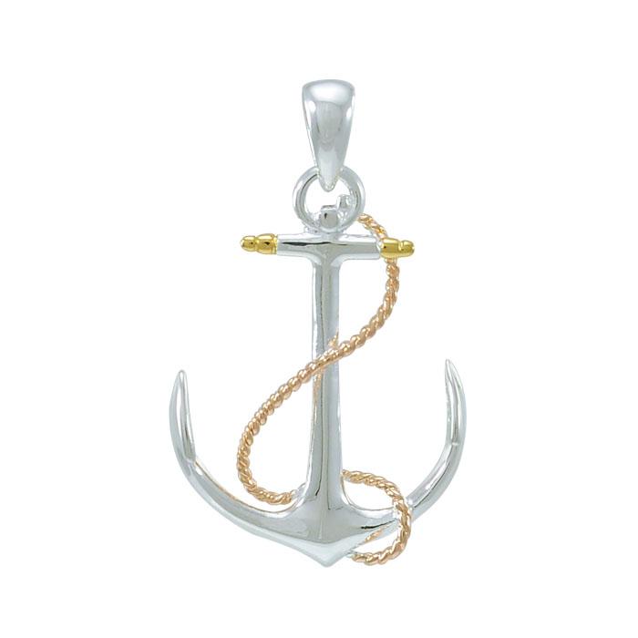 Anchor Three Tone Necklace