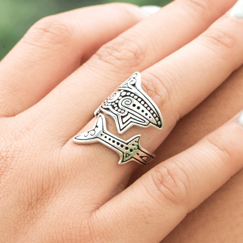 Aboriginal Shark Silver Spoon Ring