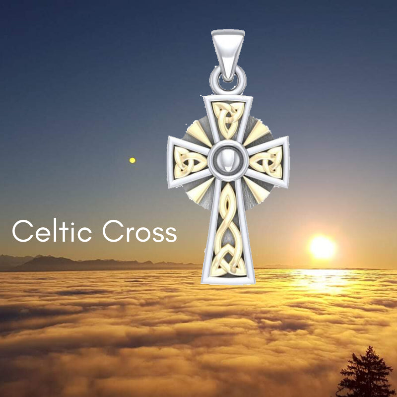 Celtic Cross Silver & Gold Pendant