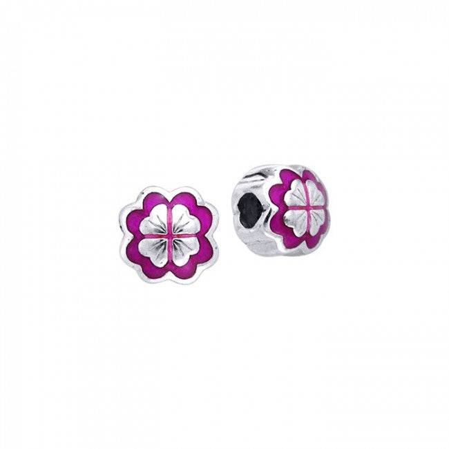 Colored Flower Silver Bead TBD090