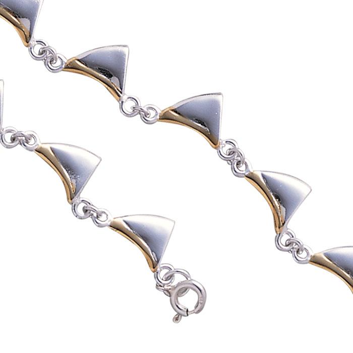 Shark Fin Silver and Gold Link Bracelet