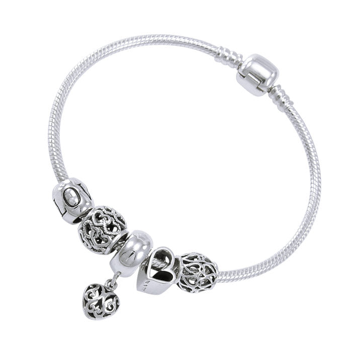 Heart Sterling Silver Bead Bracelet