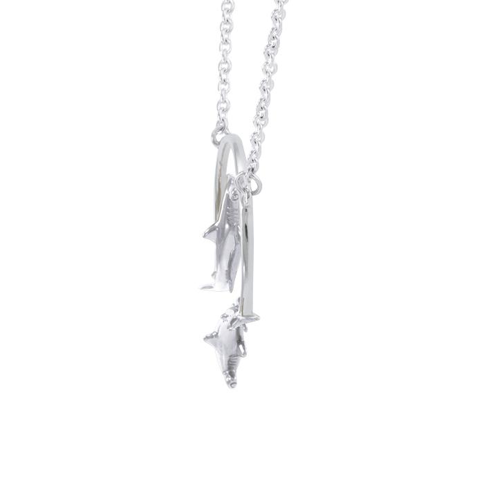 Quadruple Hammerhead Shark Silver Necklace