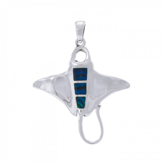 Manta Ray Pendant with Rectangle Inlaid