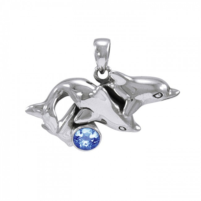 Dolphins In Love Slider Pendant