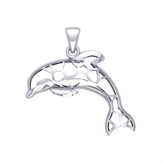 Window to Universe Dolphin Silver Pendant