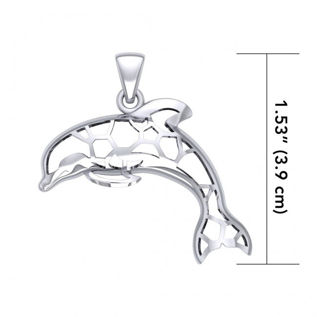 Window to Universe Dolphin Silver Pendant