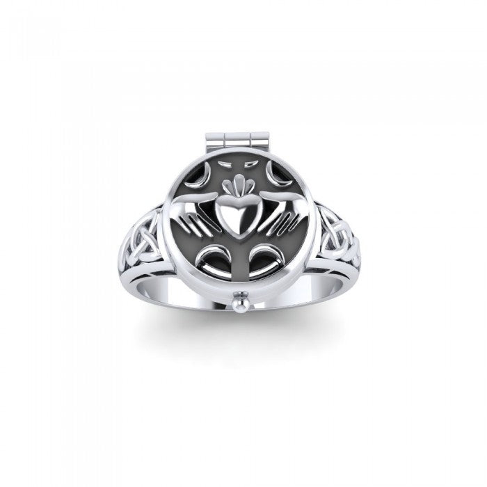 Irish Claddagh Sterling Silver Poison Ring