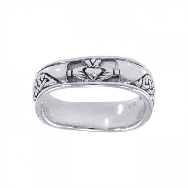 Celtic Knotwork Silver Claddagh Ring