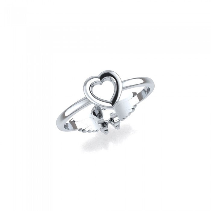 Cupid and Heart Sterling Silver 2 in 1 Ring