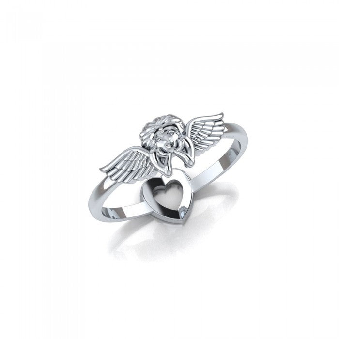 Cupid and Heart Sterling Silver 2 in 1 Ring