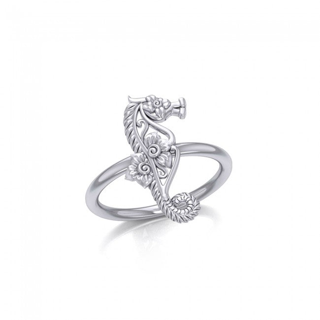 A touch of whimsical sea vibe Silver Seahorse Filigree Ring