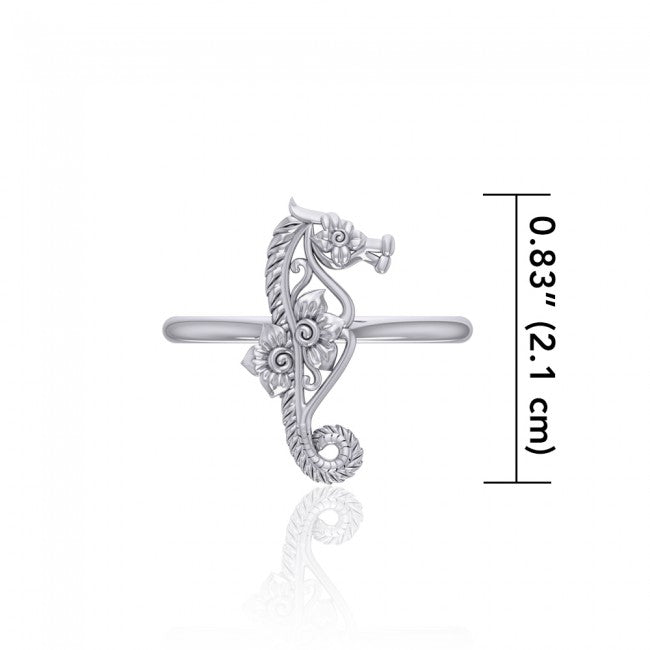 A touch of whimsical sea vibe Silver Seahorse Filigree Ring