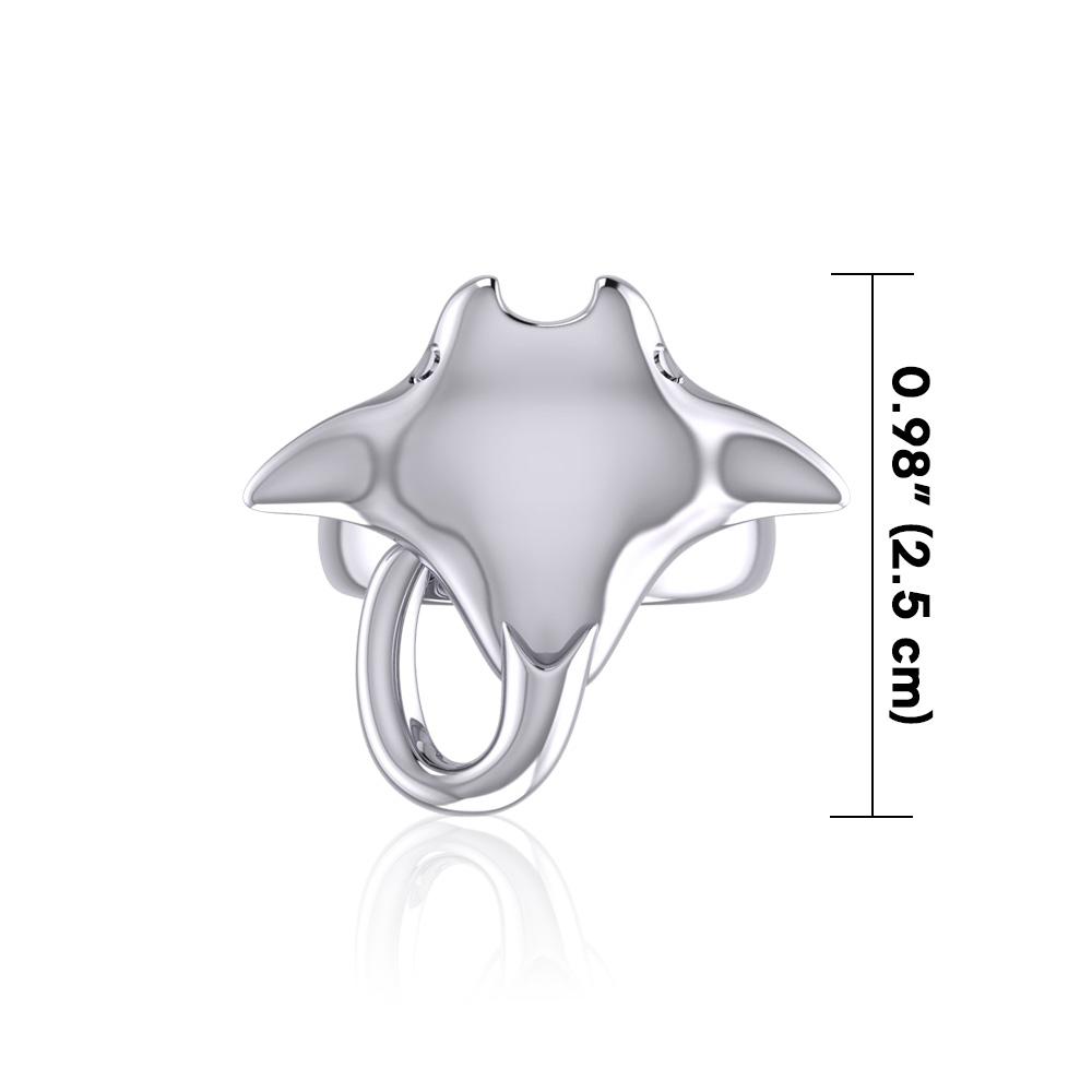 Large Manta Ray Silver Ring