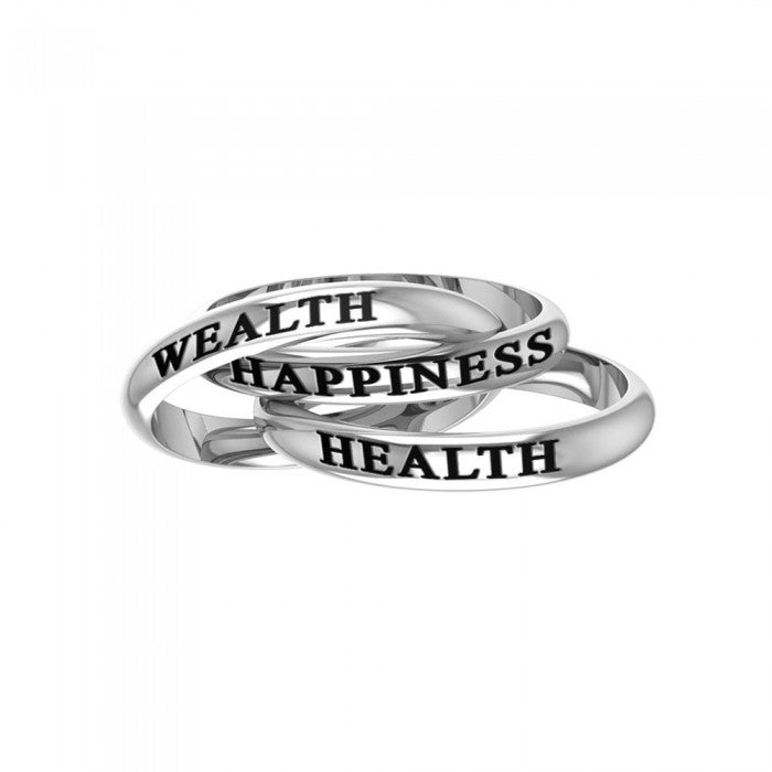 Health Wealth Happiness Silver Ring