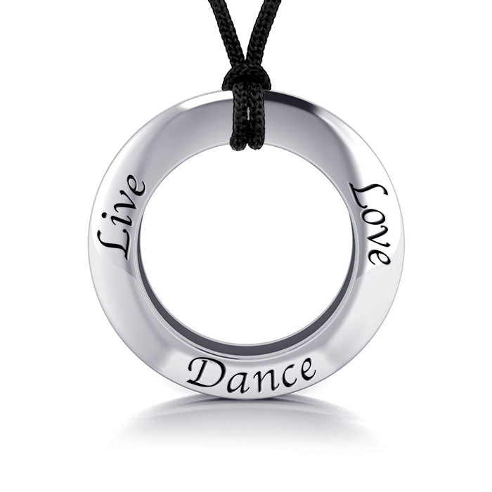 Live Love Dance Silver Pendant and Cord Set