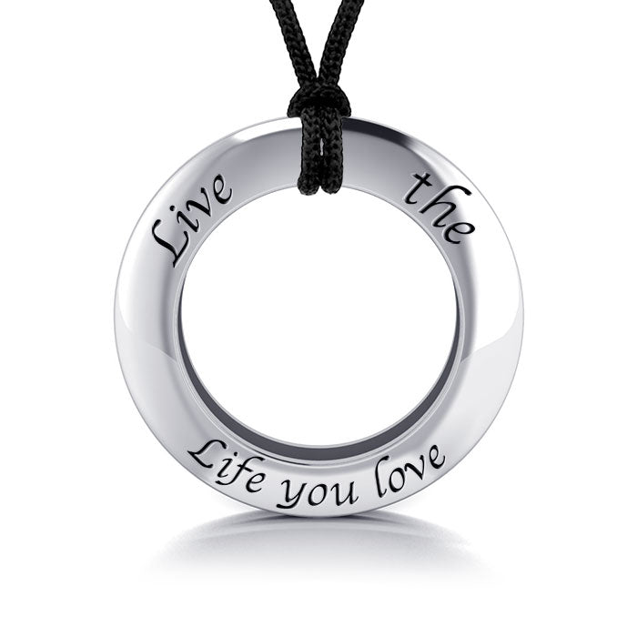 Live The Life You Love Silver Pendant and Cord Set