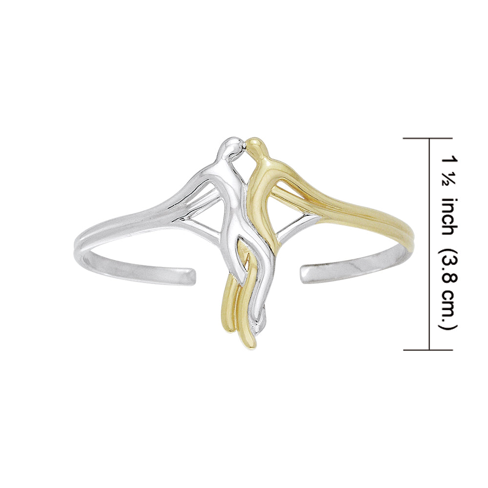 Venus and Mars Silver and Gold Accent Cuff Bangle