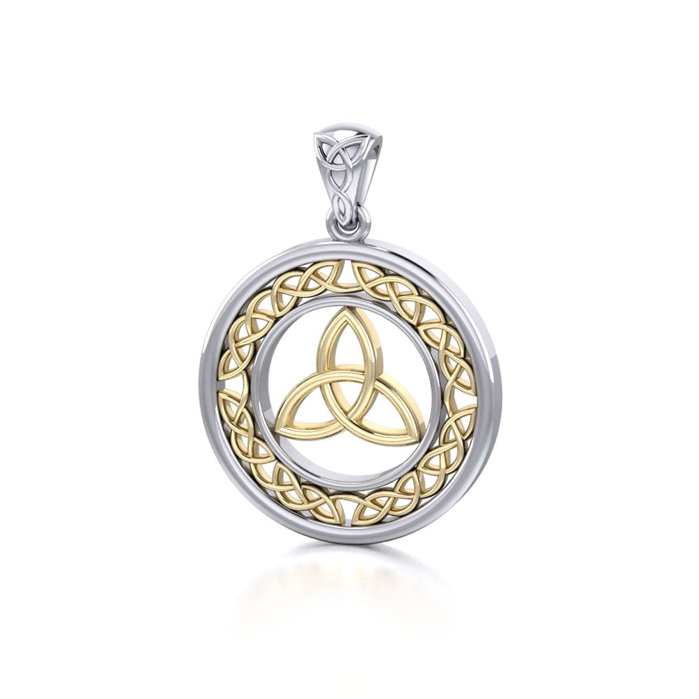 Trinity Knot Silver and 14K Gold Pendant
