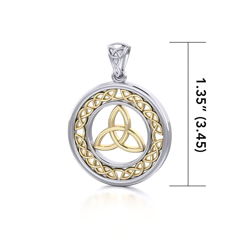 Trinity Knot Silver and 14K Gold Pendant