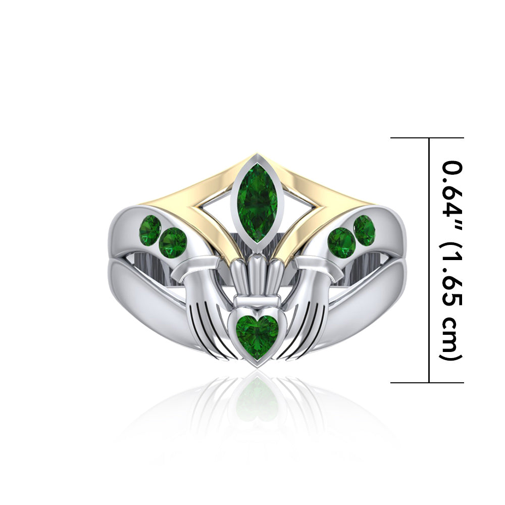 Irish Claddagh Silver & Gold Ring