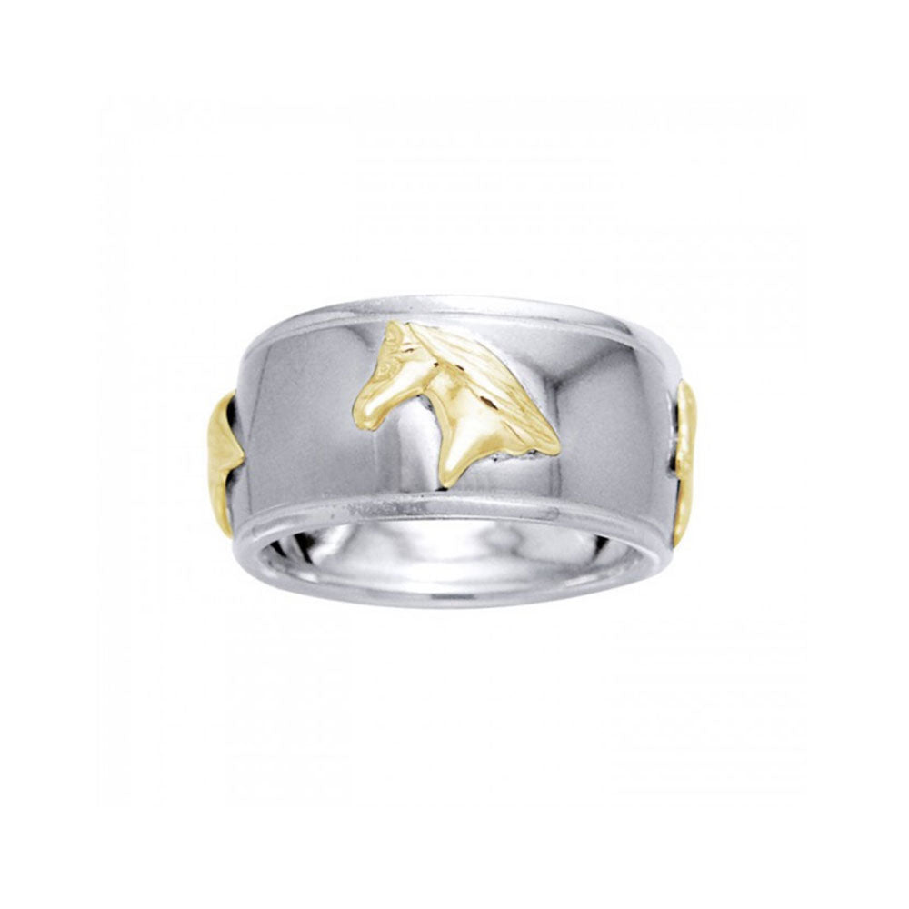 Friesian Horse Silver & Gold Ring MRI622