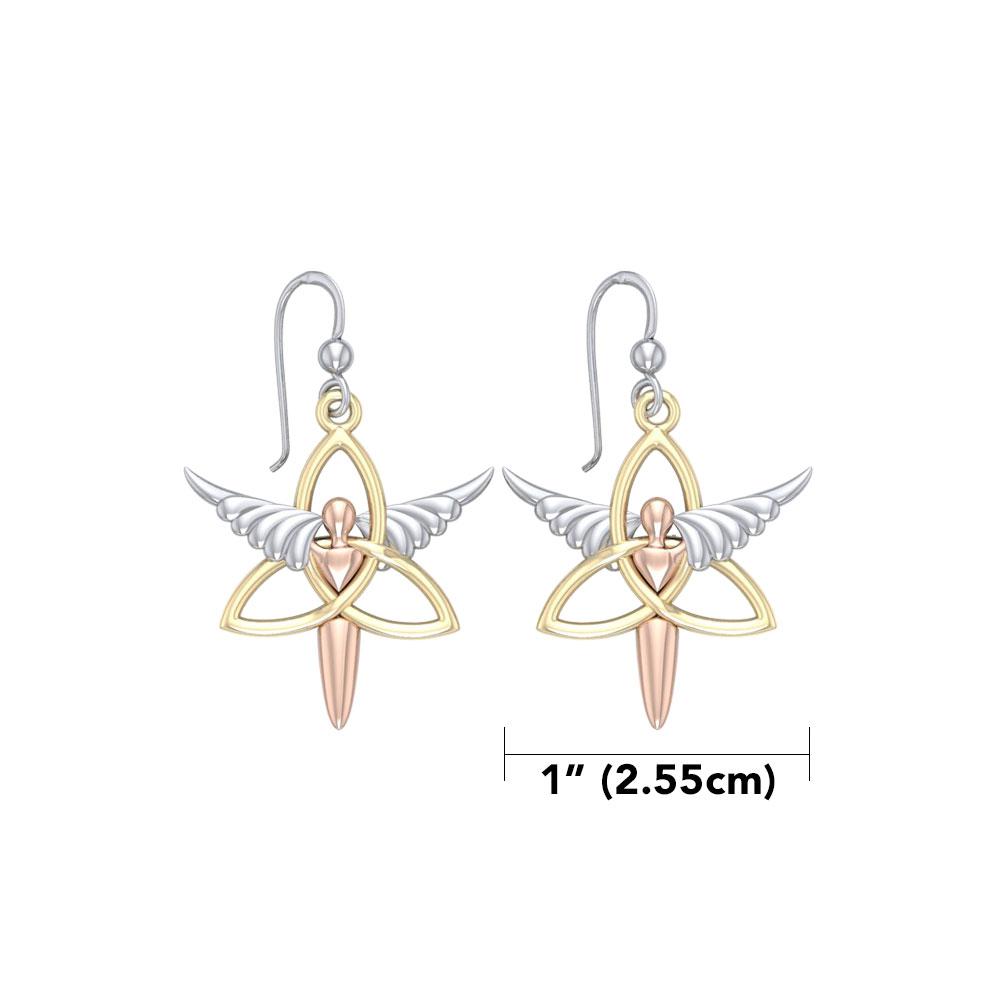 Trinity Angel Wing Three Tone Earrings